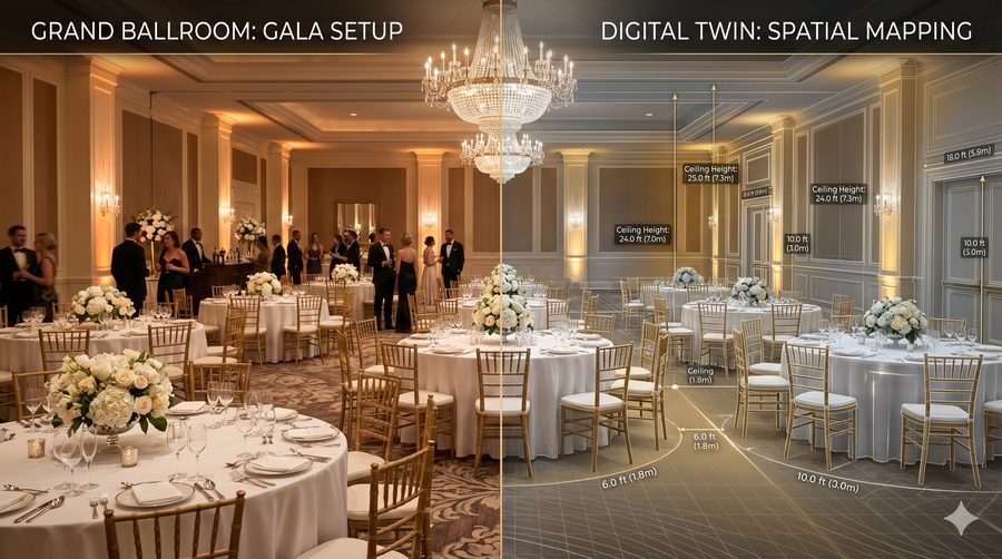 Illustration: an events space and its three-dimensional capture.