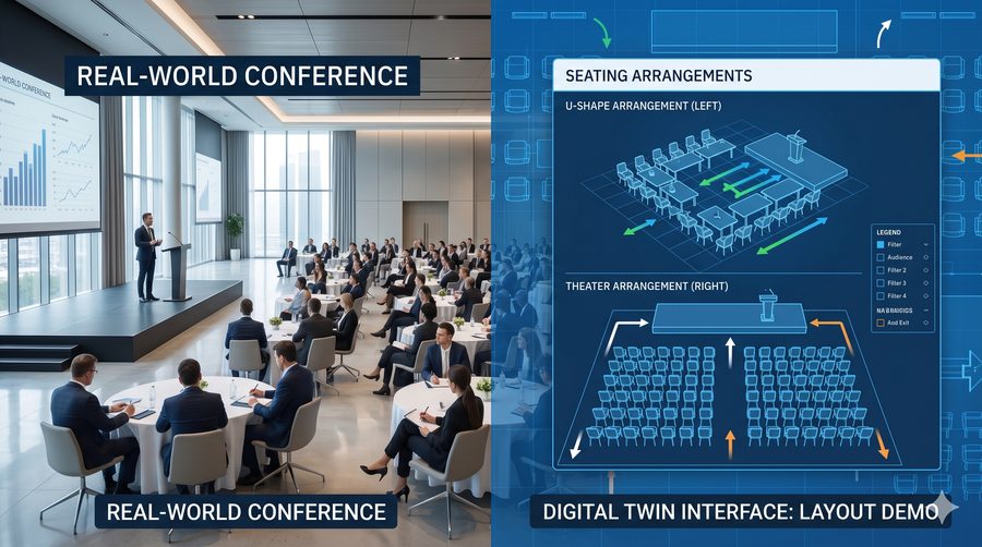 Illustration: an events space and its three-dimensional capture.