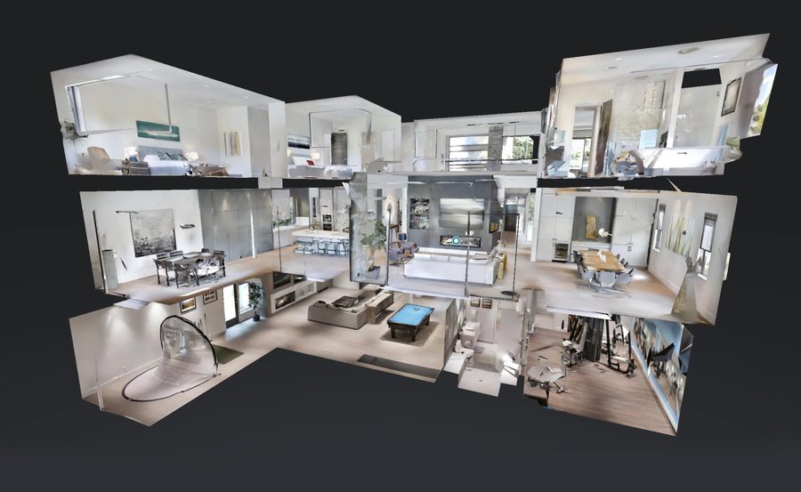 Doll house view generated from a residential tour